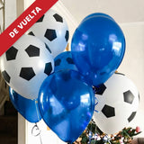 Pack 10 Globos de Fútbol: Balones Blancos + Color de tu Euipo